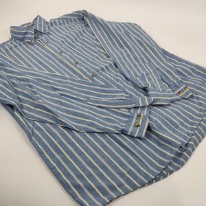 L.L. Bean Long Sleeve Button Down Blue & Beige